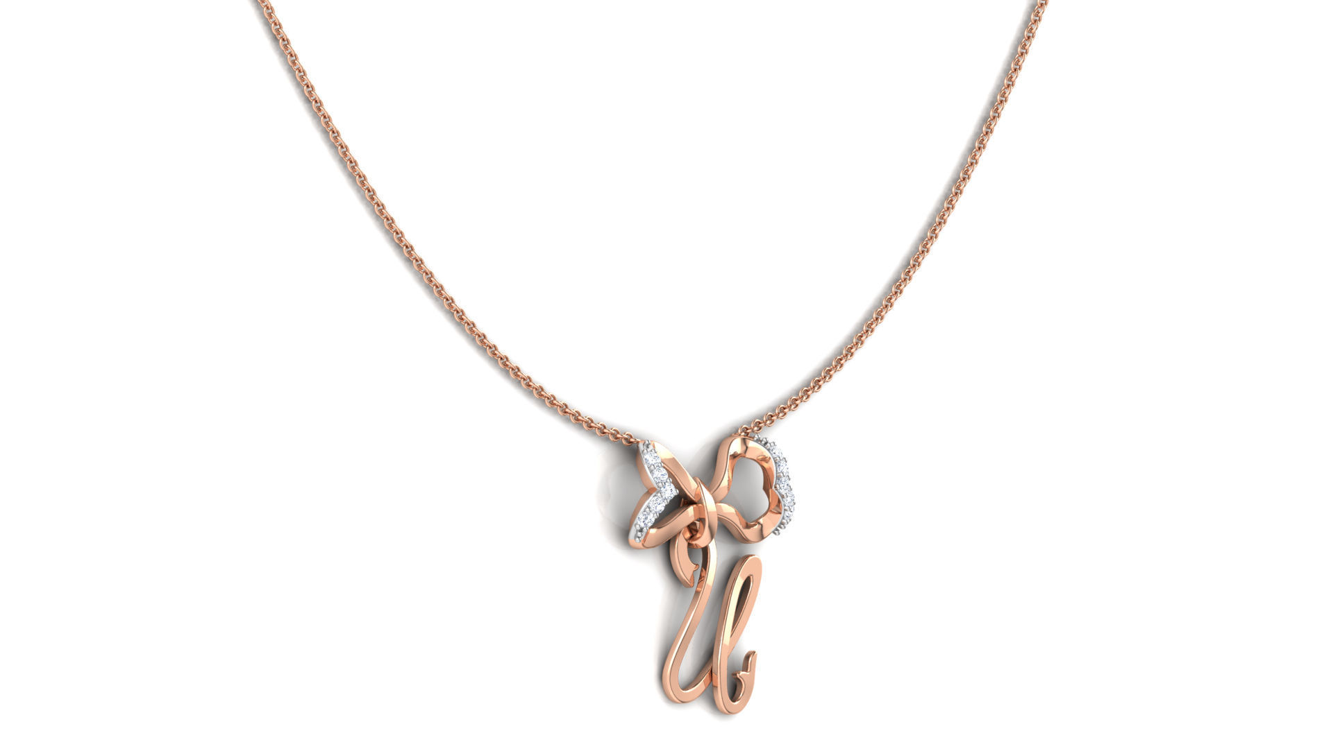 Alphabet U Pendant 3D print model_15