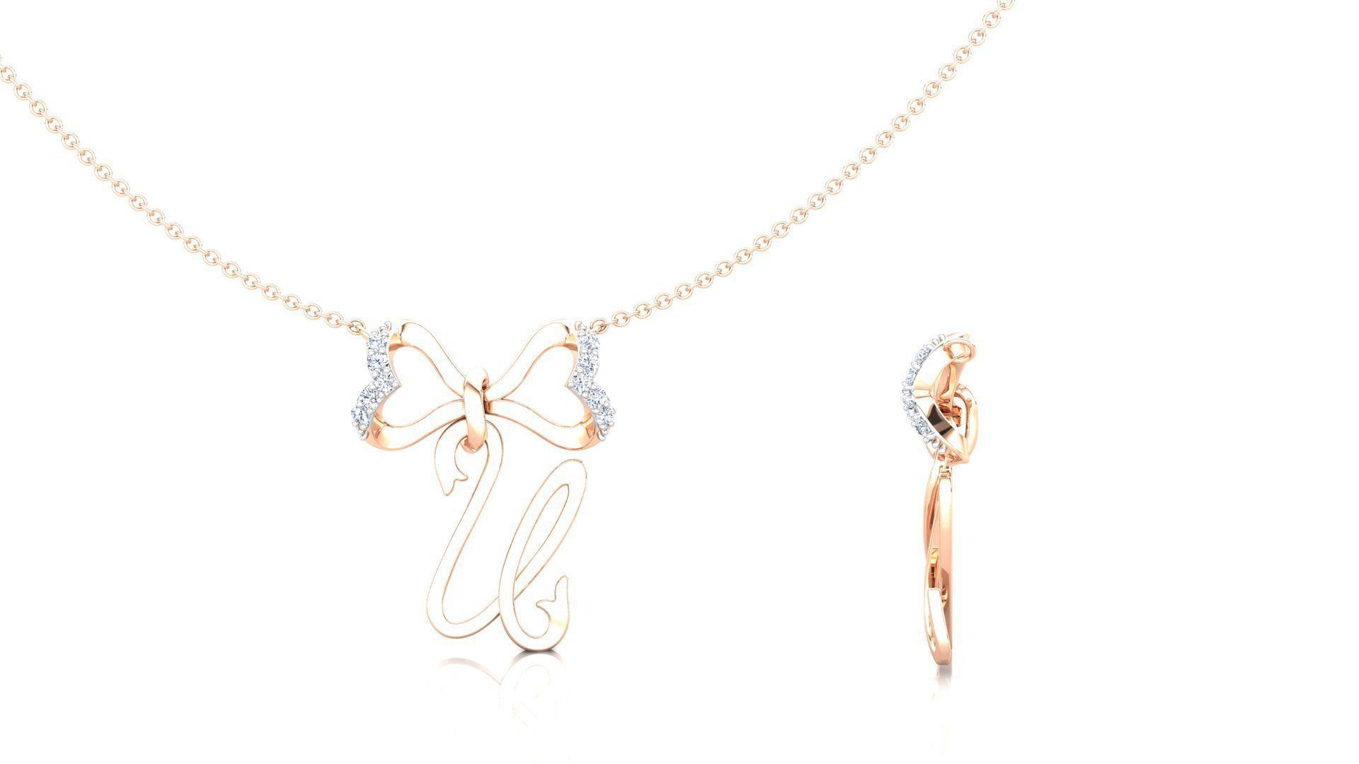 Alphabet U Pendant 3D print model_3