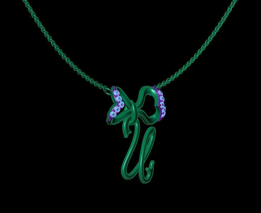 Alphabet U Pendant 3D print model_11