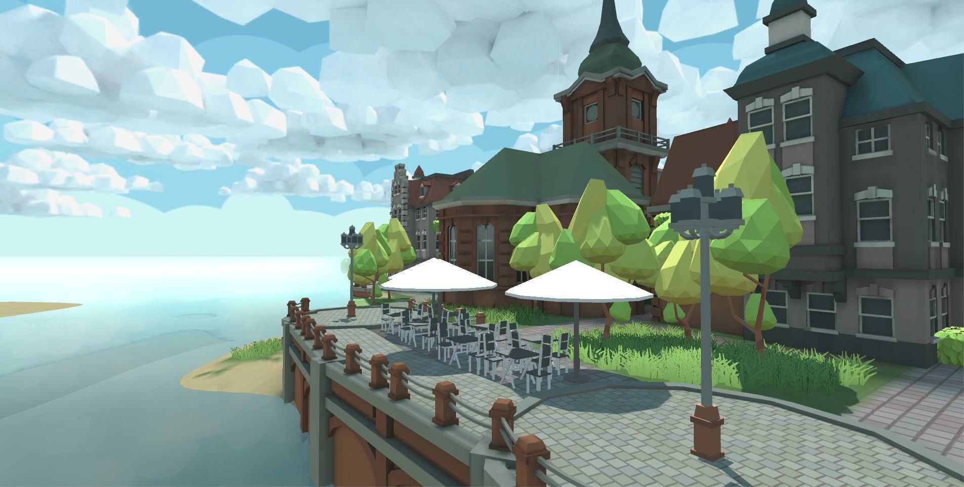 Low Poly Brick Buildings Free low-poly 3D model_4