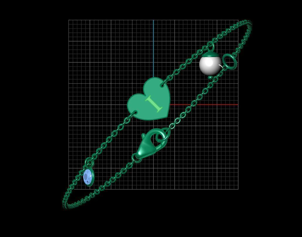 Alphabet I Bracelet  3D print model_8