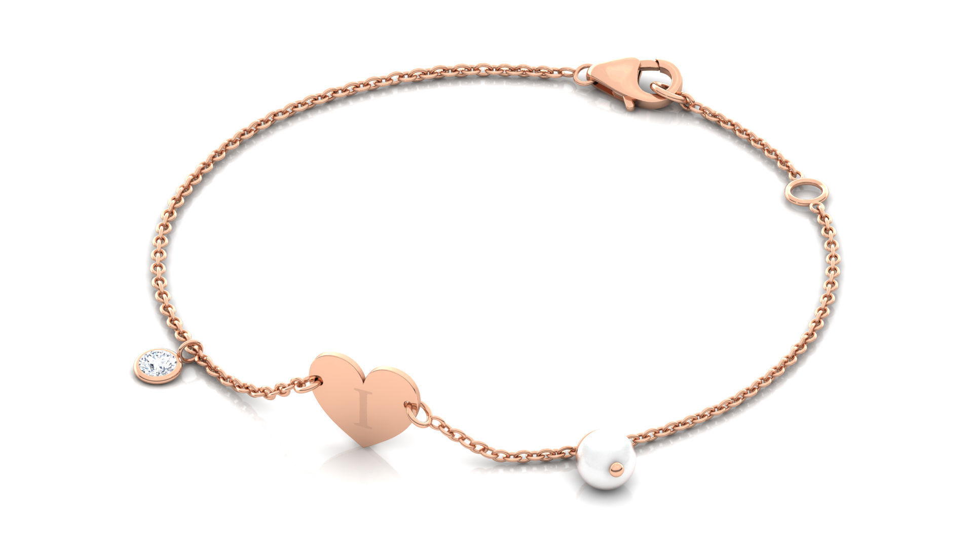 Alphabet I Bracelet  3D print model_5