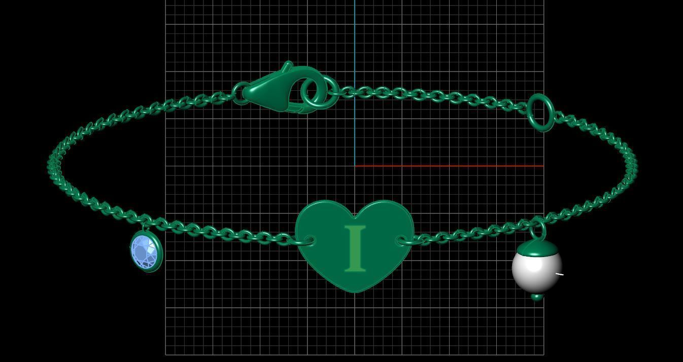 Alphabet I Bracelet  3D print model_6