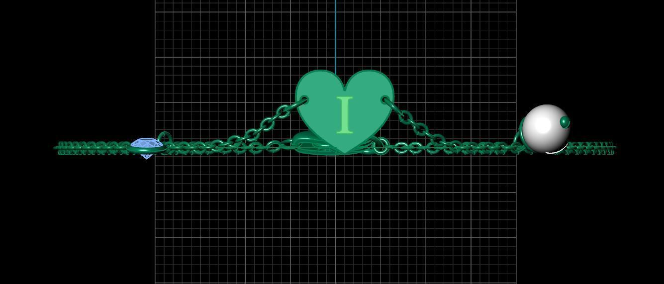 Alphabet I Bracelet  3D print model_7