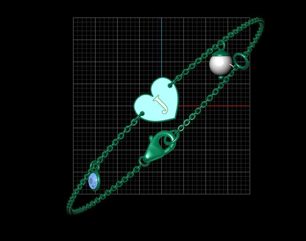 Alphabet J Bracelet 3D print model_8