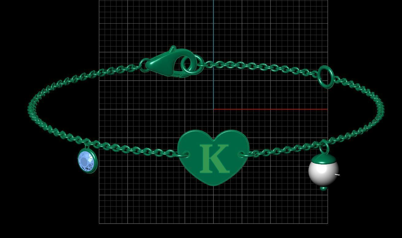 Alphabet K Bracelet 3D print model_6