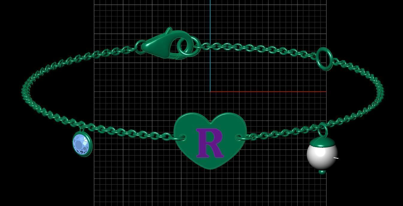 Alphabet R Bracelet  3D print model_6