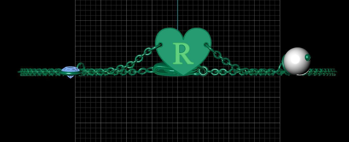 Alphabet R Bracelet  3D print model_7
