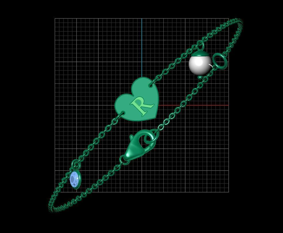 Alphabet R Bracelet  3D print model_8