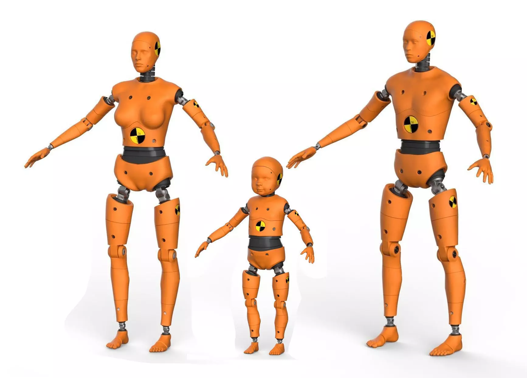 Robot Android family Crash Dummy Test 3D model 3D Model Collection_0