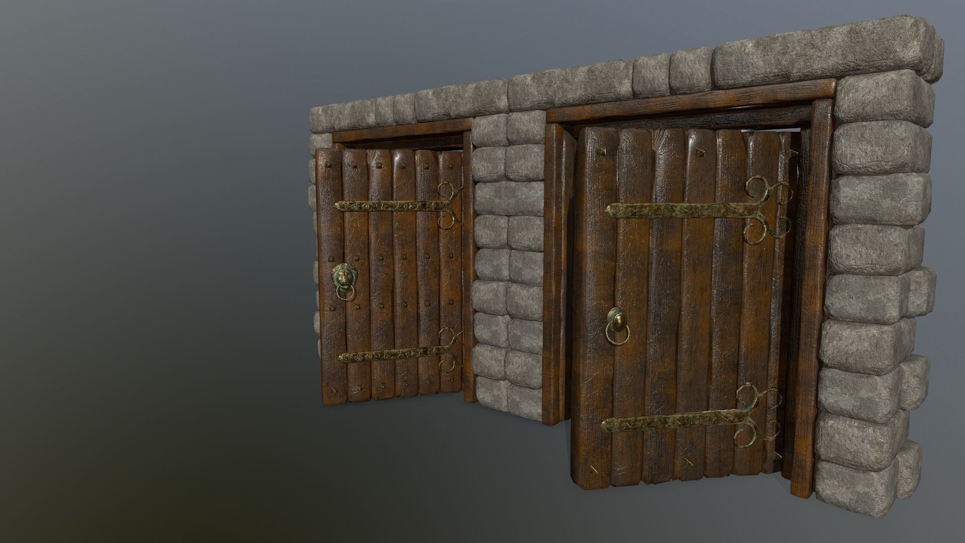 door 1 stone Low-poly 3D model_11