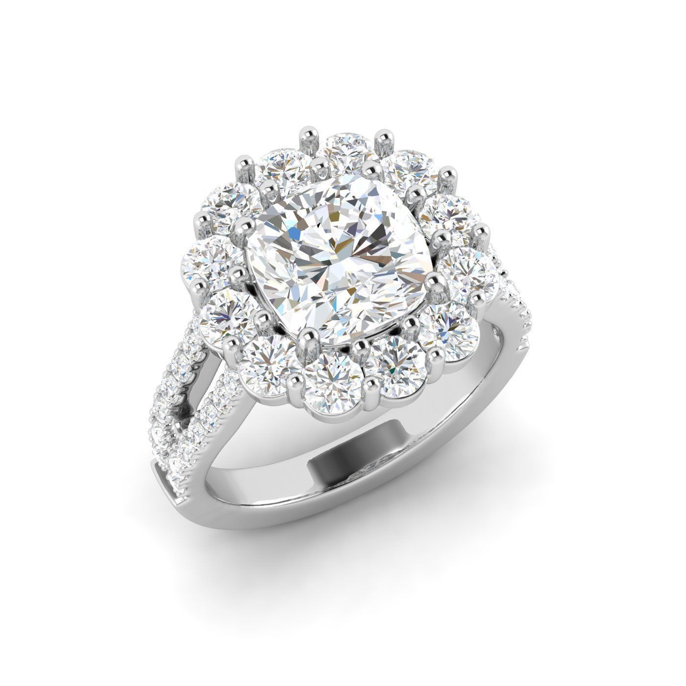 cushion  engagement ring 3D print model_3
