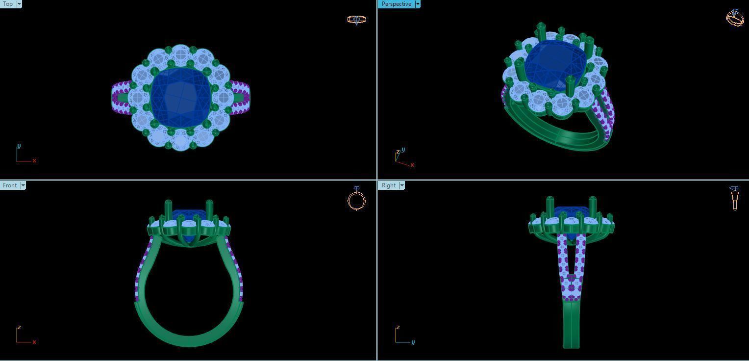 cushion  engagement ring 3D print model_2