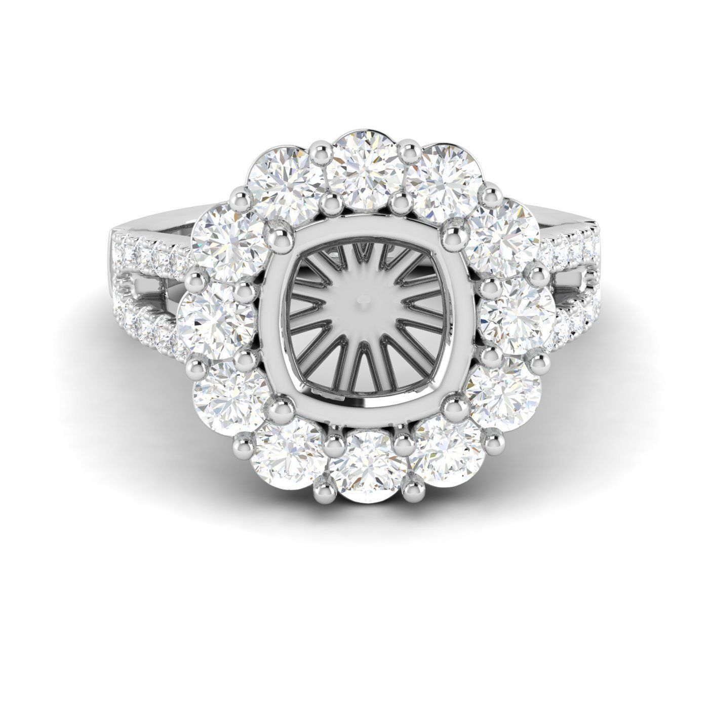 cushion  engagement ring 3D print model_1