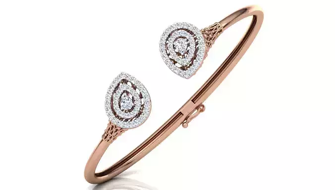 Dual Drop Shape Diamond Bracelet 