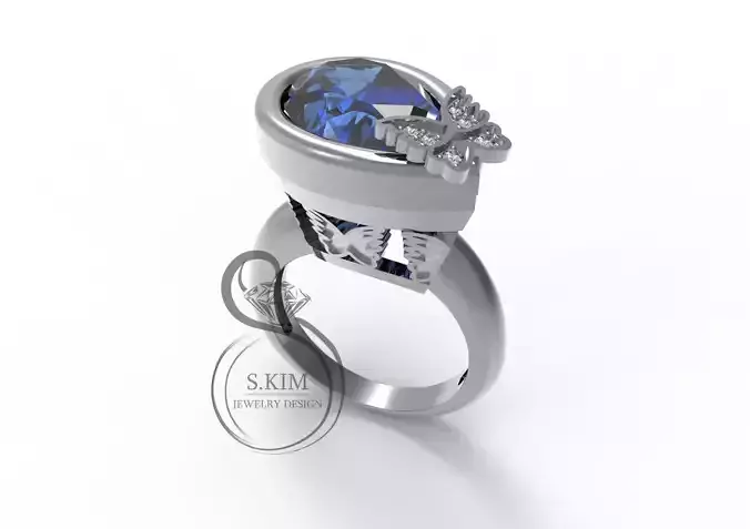 Butterfly ring with pear 16x11