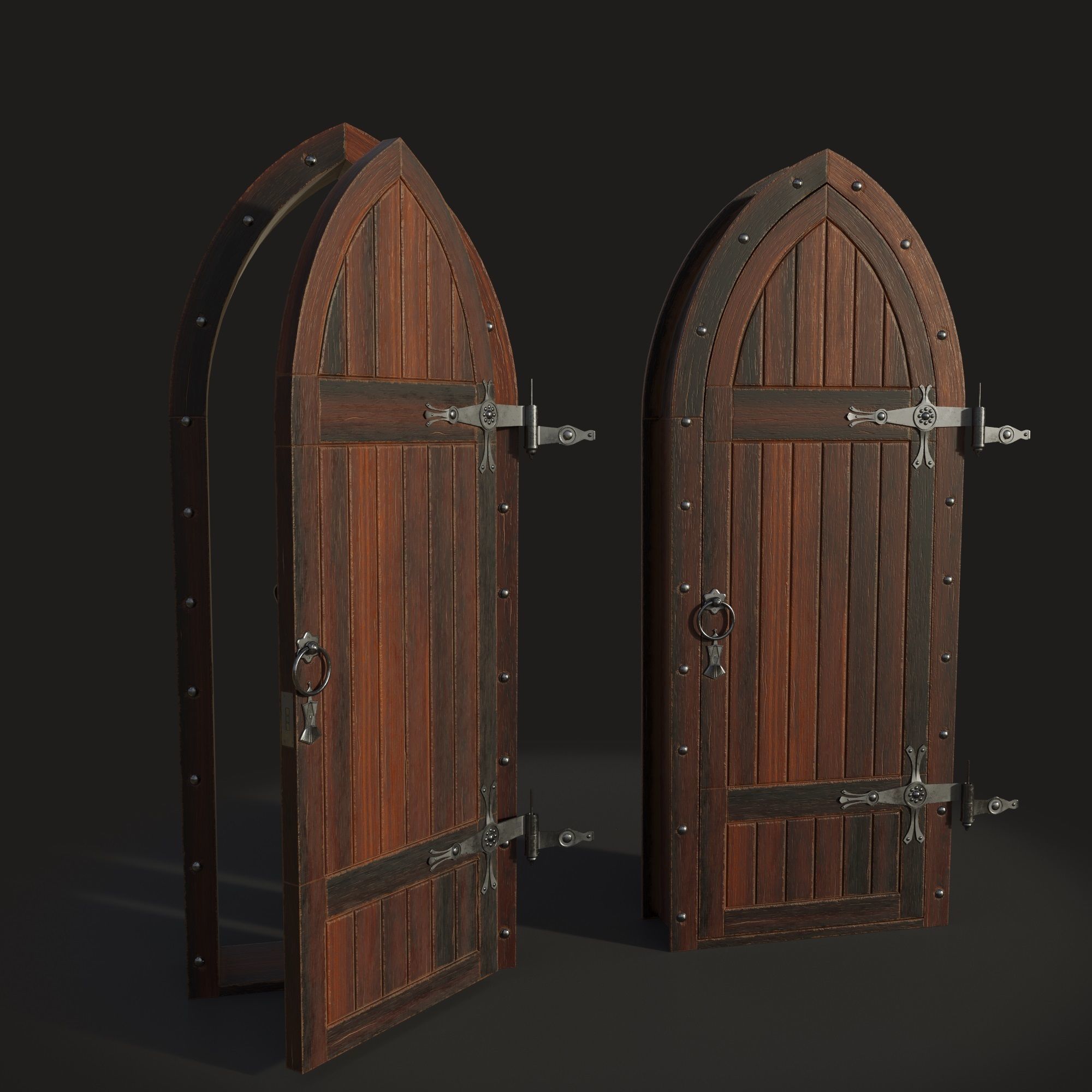 Gothic door 3D model_1