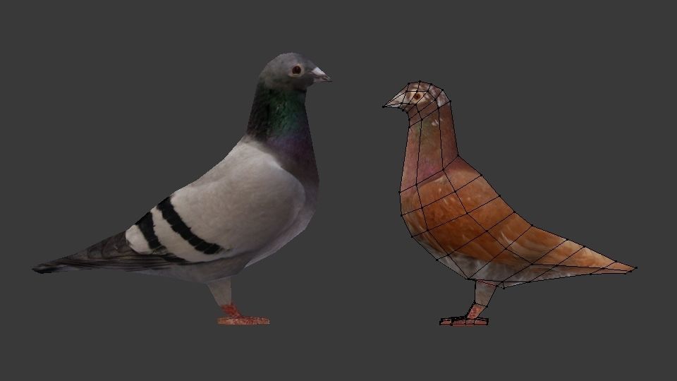 Two Pigeons Low-poly 3D model_10