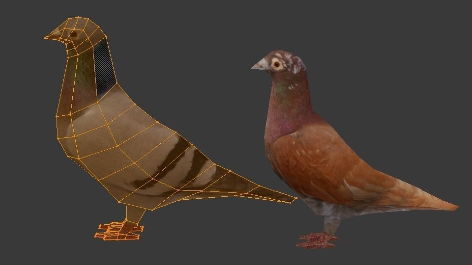 Two Pigeons Low-poly 3D model_18