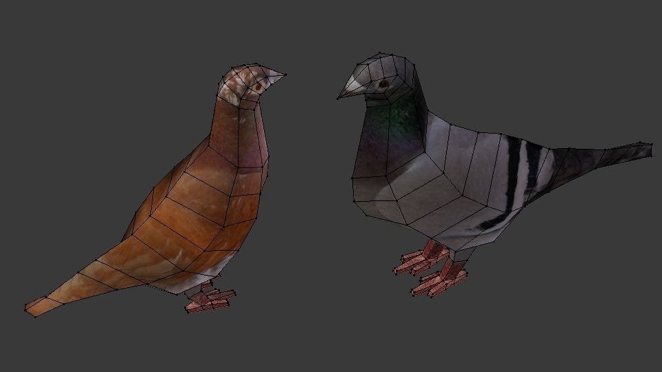 Two Pigeons Low-poly 3D model_15