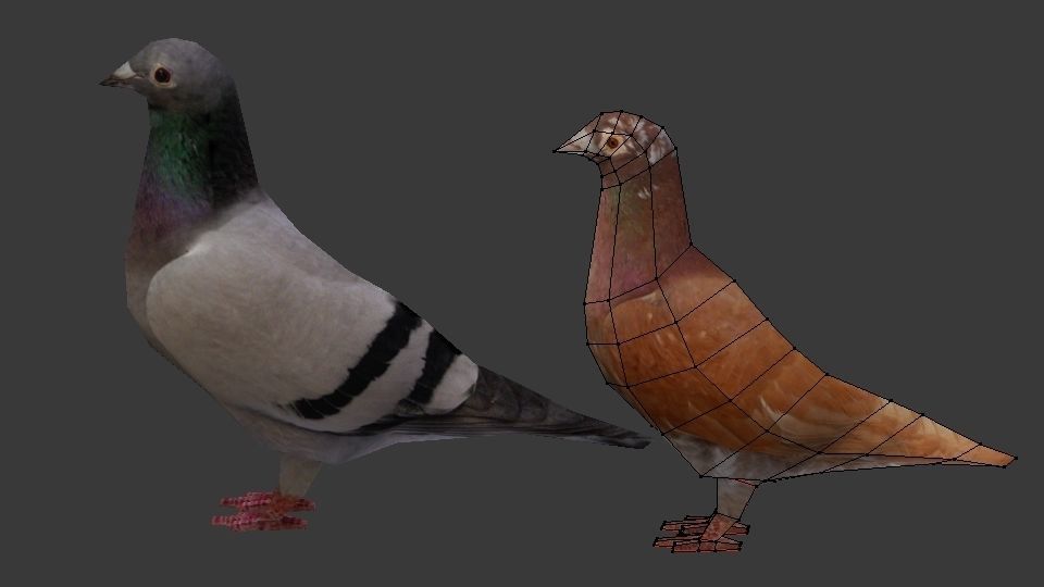 Two Pigeons Low-poly 3D model_20