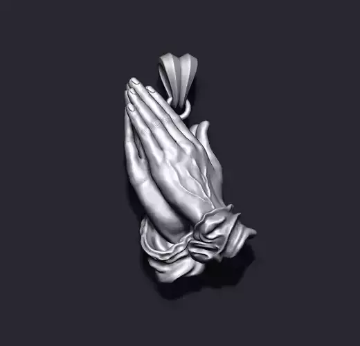 Praying Hands Pendant Necklace 3d