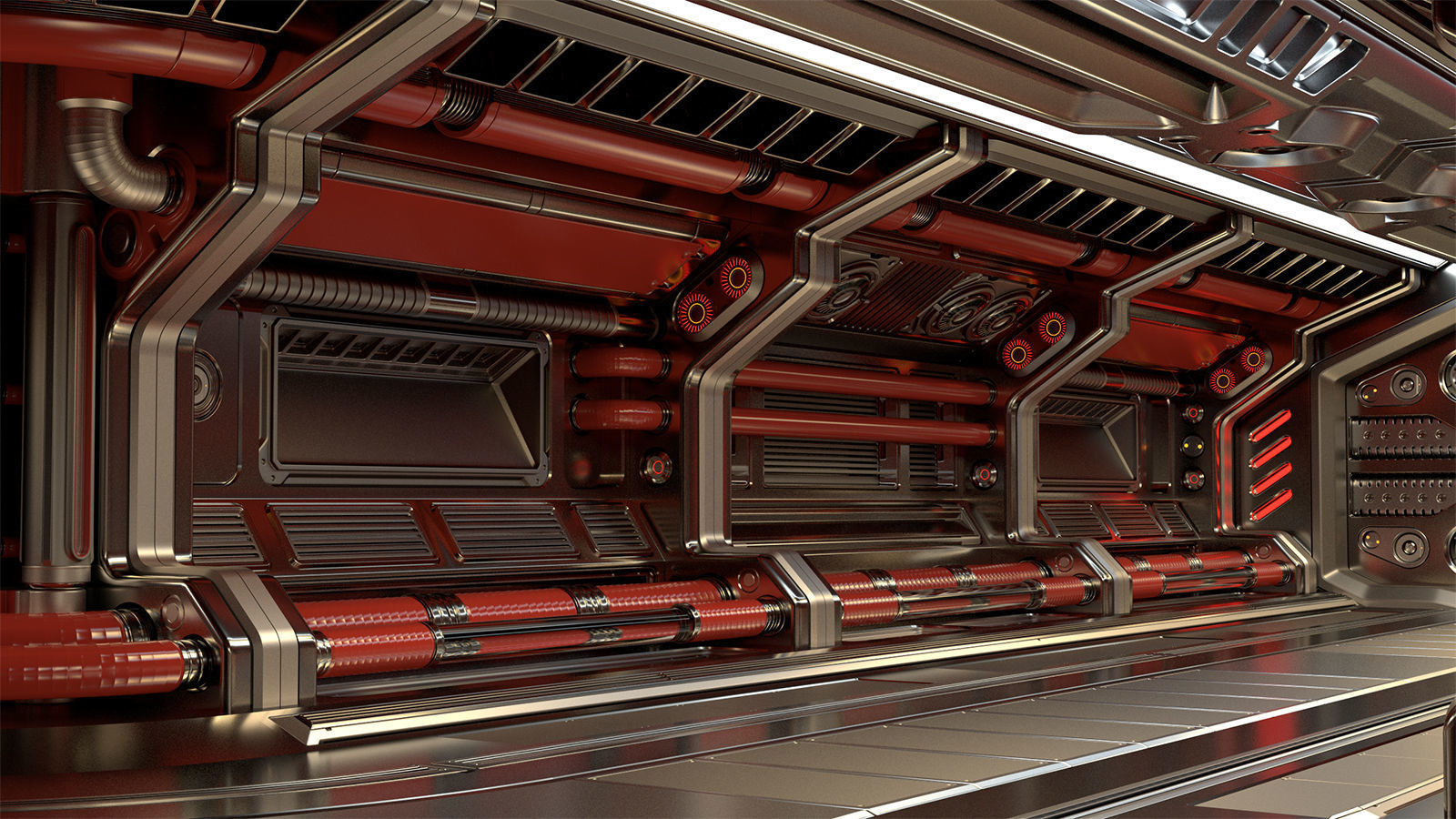 Sci Fi Modular Corridor STANDARD EDITION 3D model_8