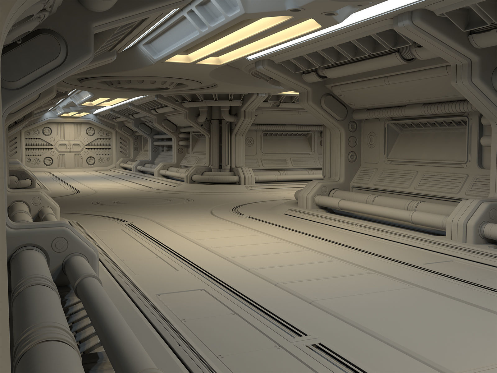 Sci Fi Modular Corridor STANDARD EDITION 3D model_1