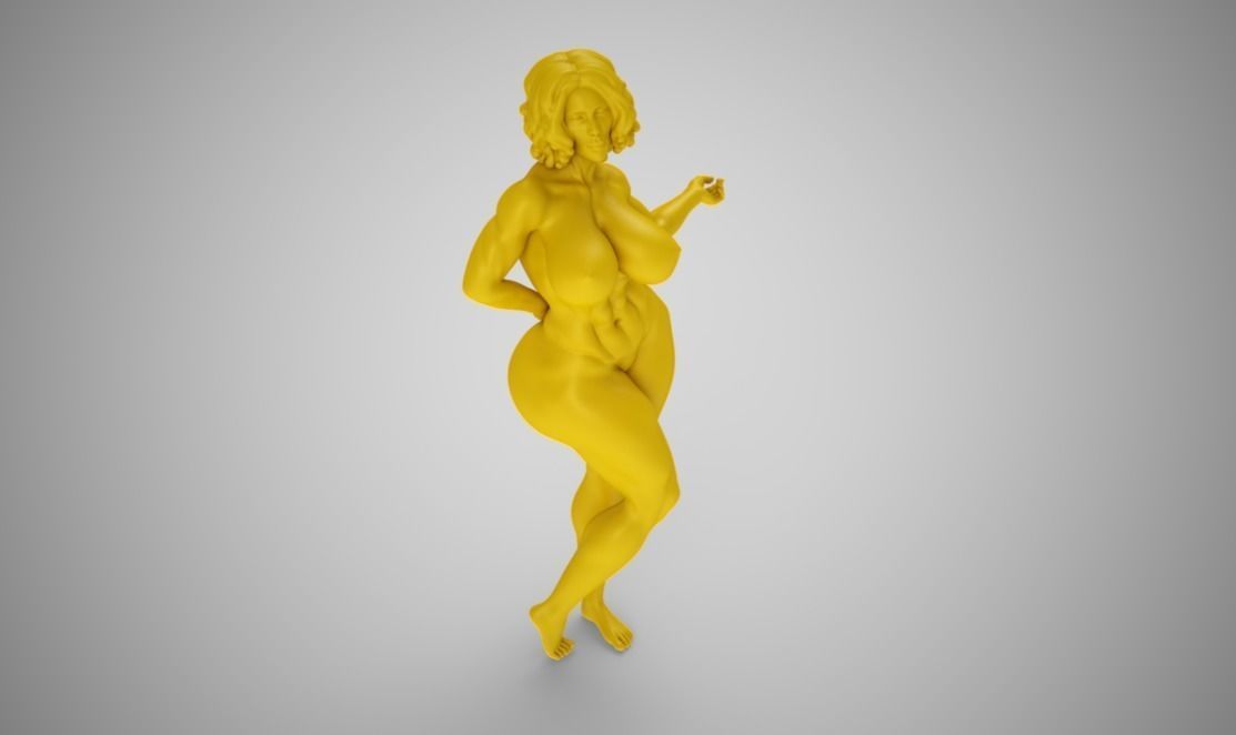 Bodybuilder woman holding blank piece of paper 3D print model_6