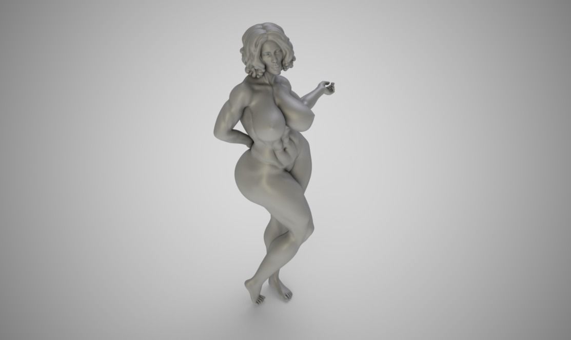 Bodybuilder woman holding blank piece of paper 3D print model_7