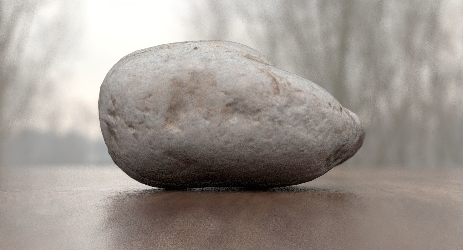 Eroded Limestone Pebble 3D model_2