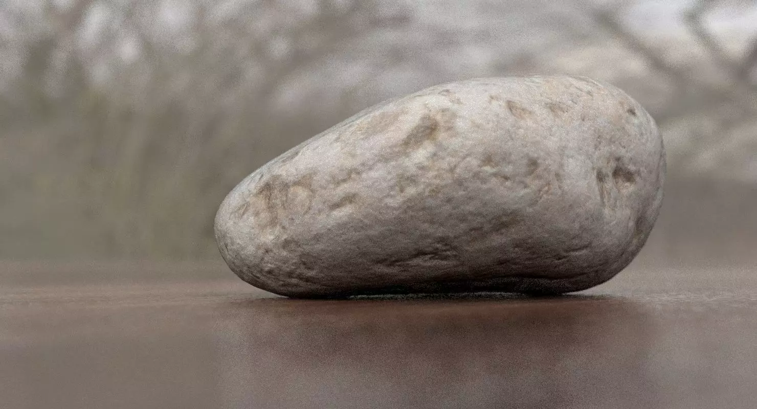 Eroded Limestone Pebble 3D model_0