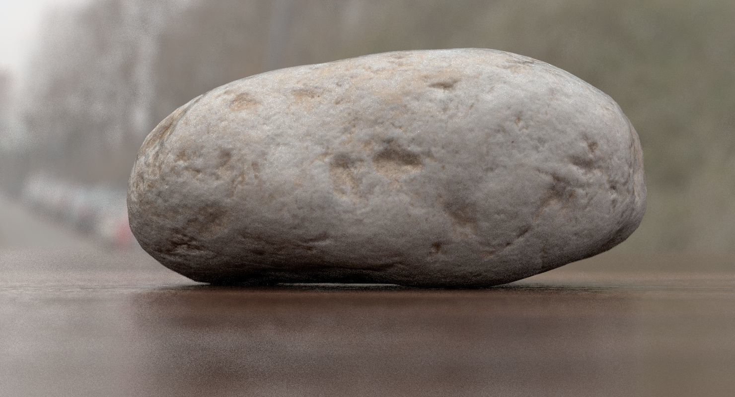 Eroded Limestone Pebble 3D model_1