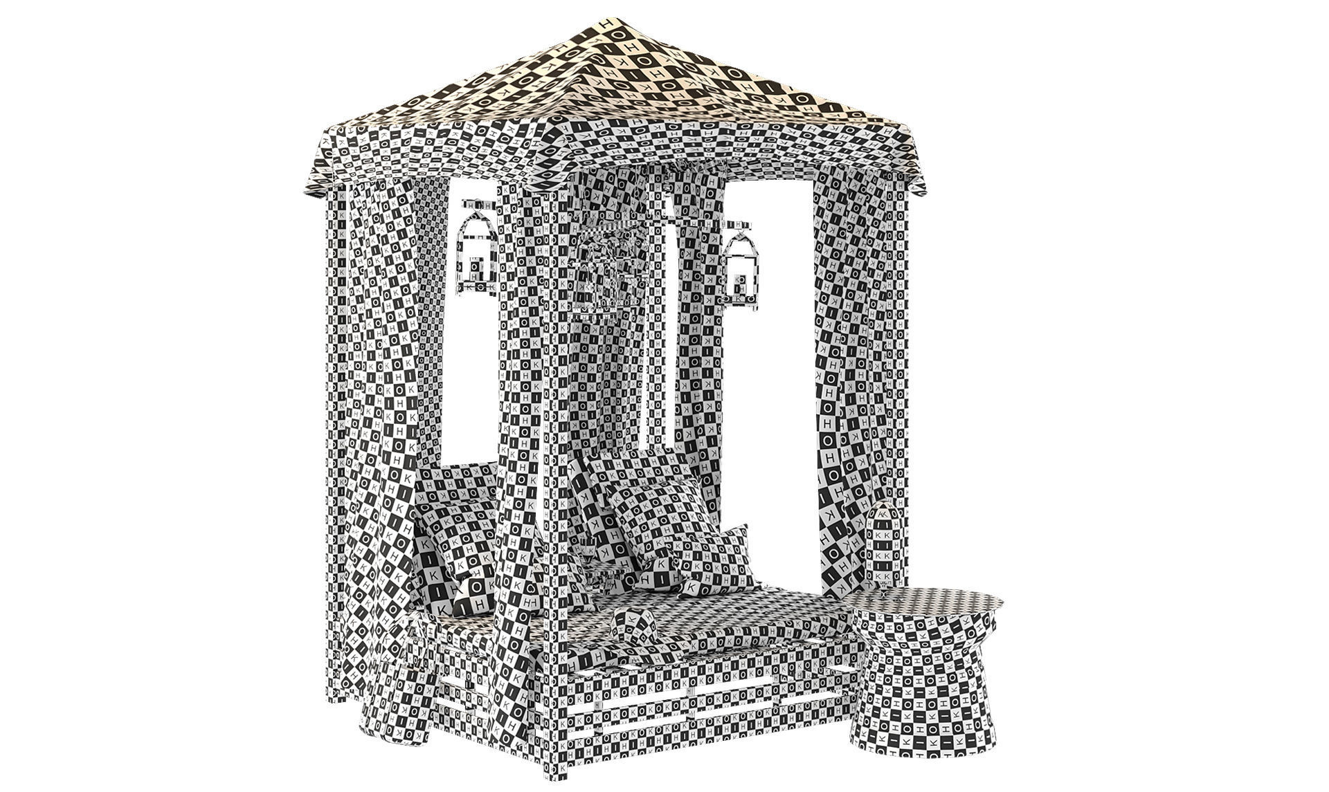 Beach Bed Set MALTA CANOPY DOUBLE CHAISE 3D model_4