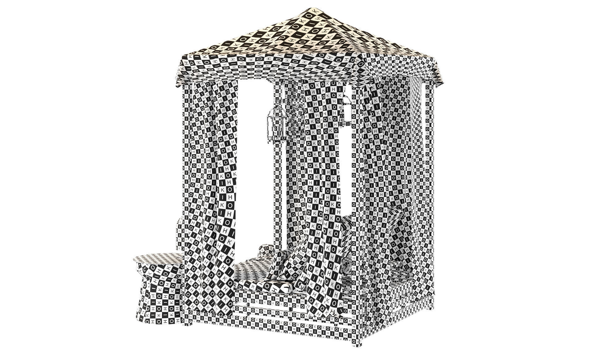 Beach Bed Set MALTA CANOPY DOUBLE CHAISE 3D model_5