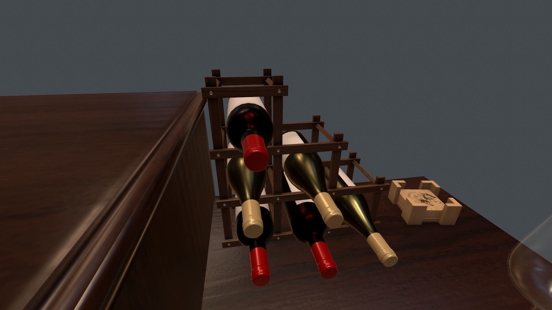 Game Ready Drinks Cabinet Low-poly 3D model_7