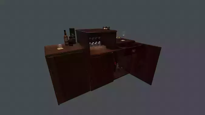 Game Ready Drinks Cabinet Low-poly 3D model
