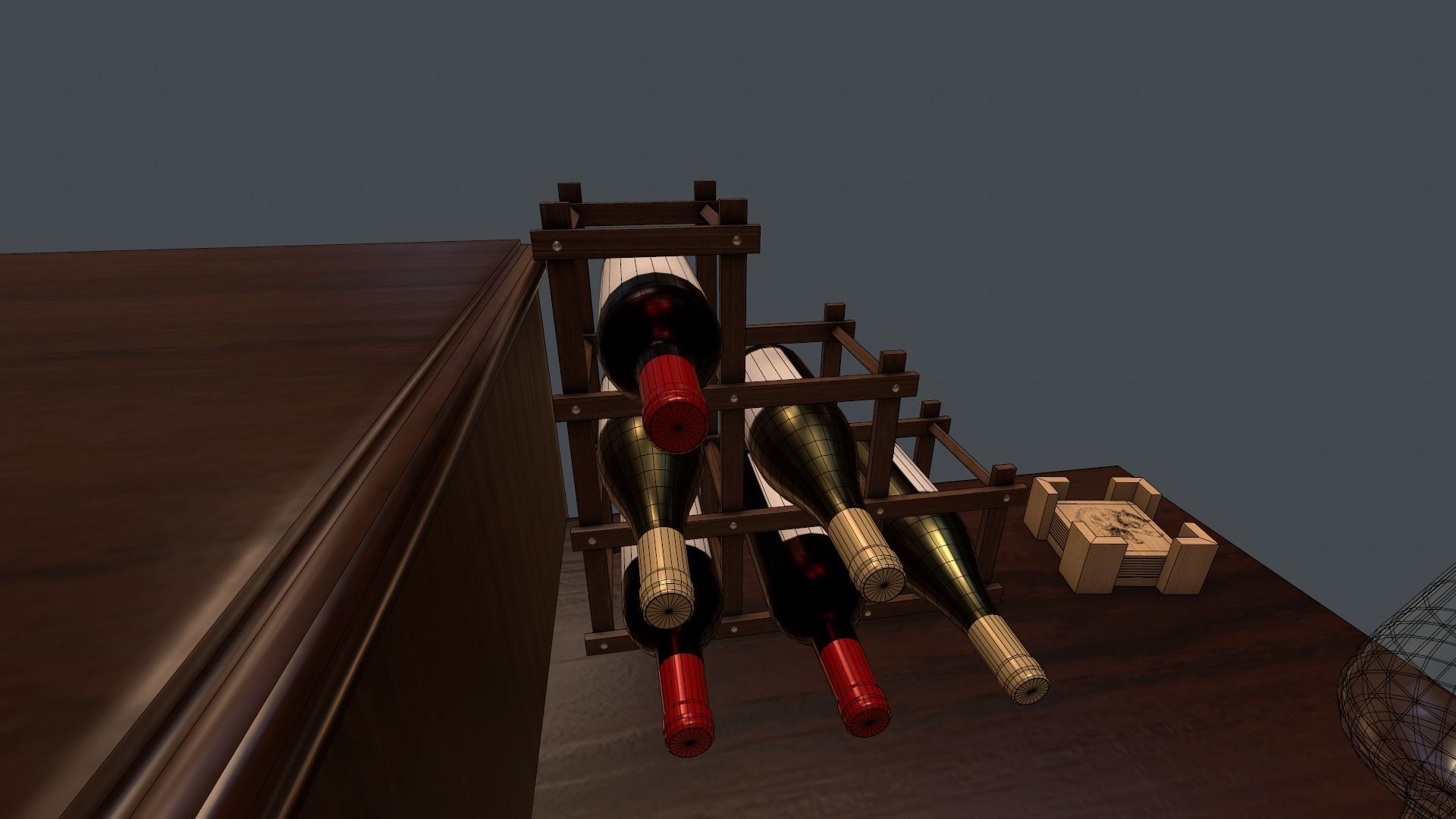 Game Ready Drinks Cabinet Low-poly 3D model_8