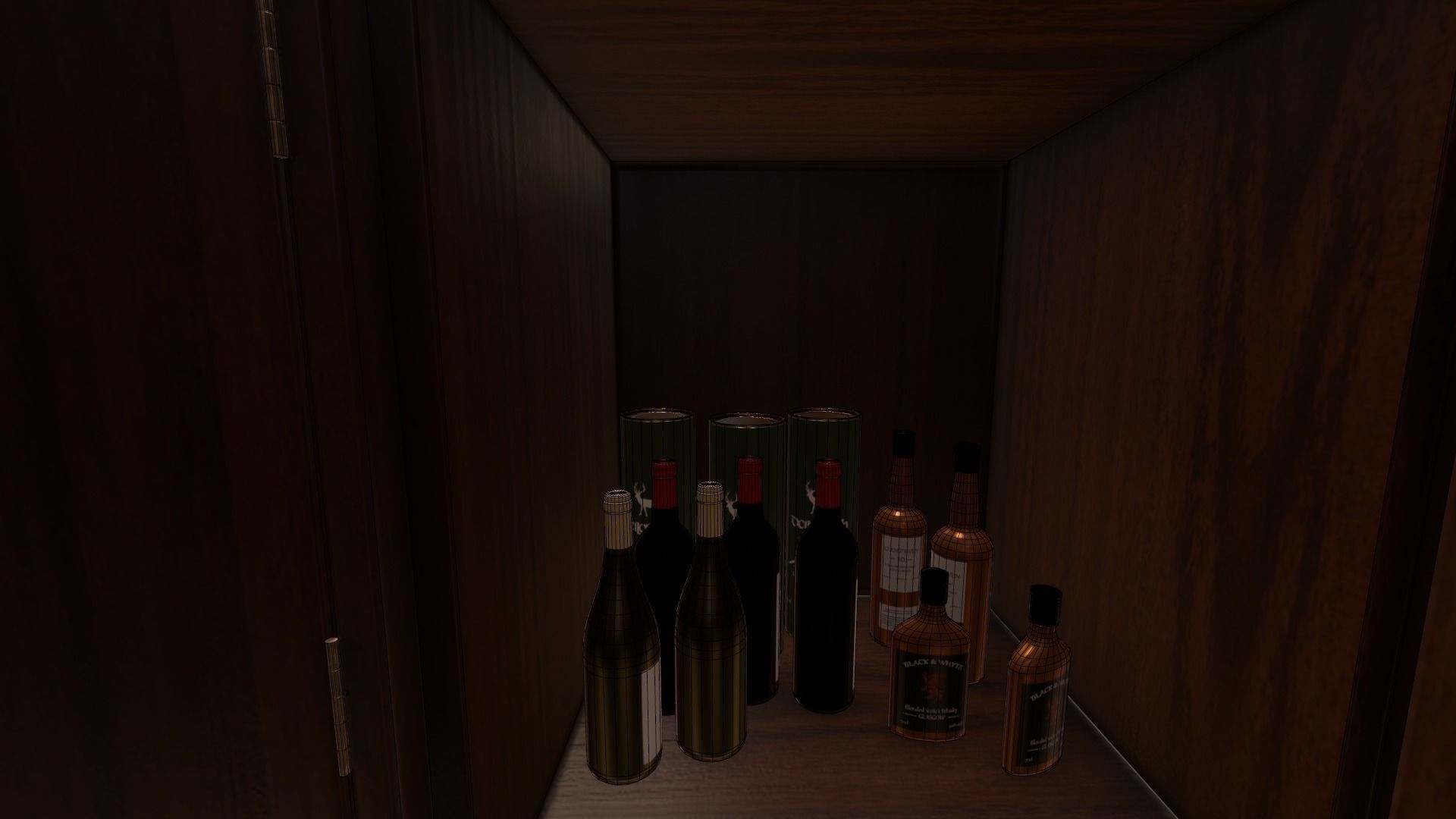 Game Ready Drinks Cabinet Low-poly 3D model_14