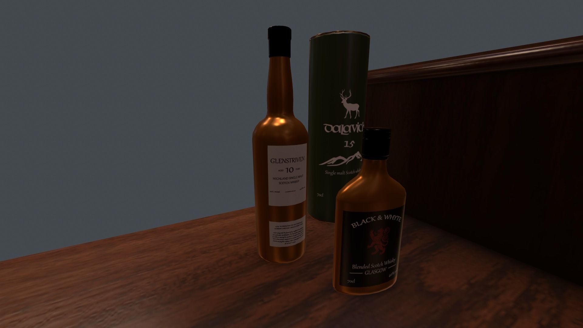 Game Ready Drinks Cabinet Low-poly 3D model_15