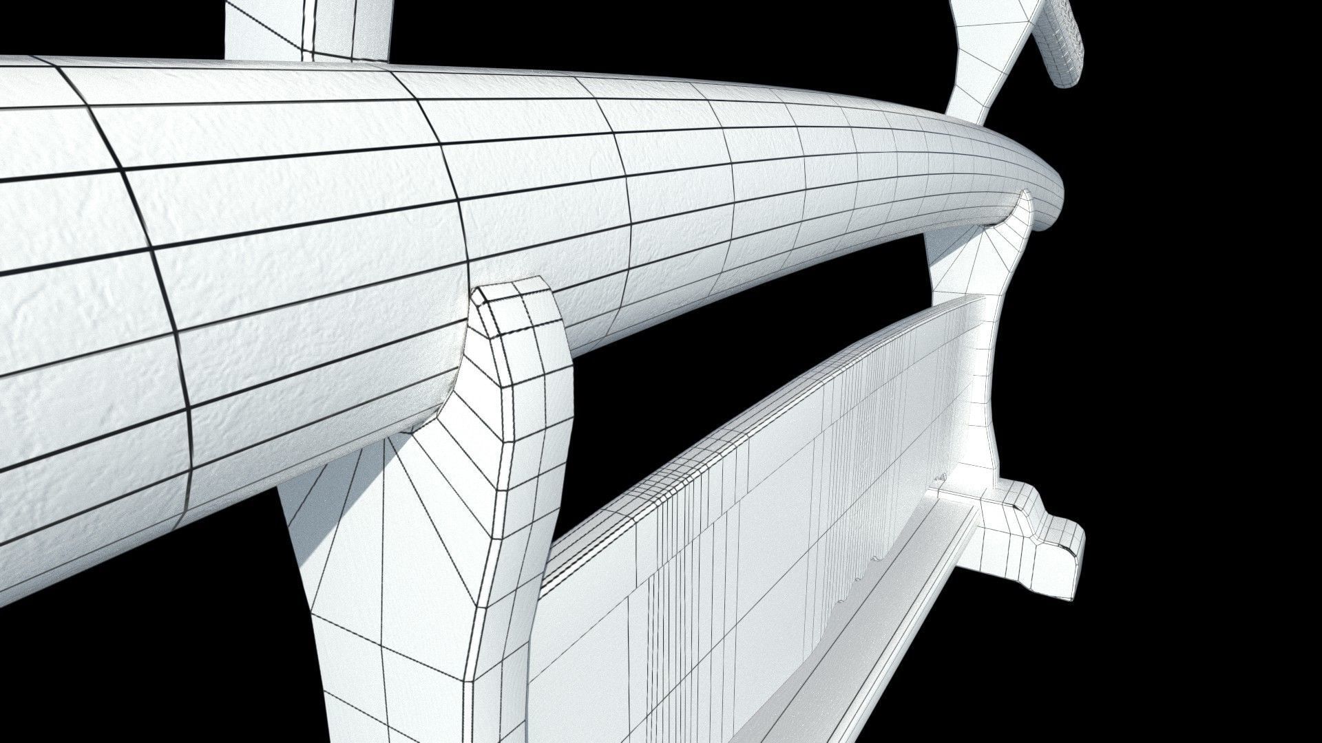 Katana Samurai Sword with Stand Low-poly 3D model_7