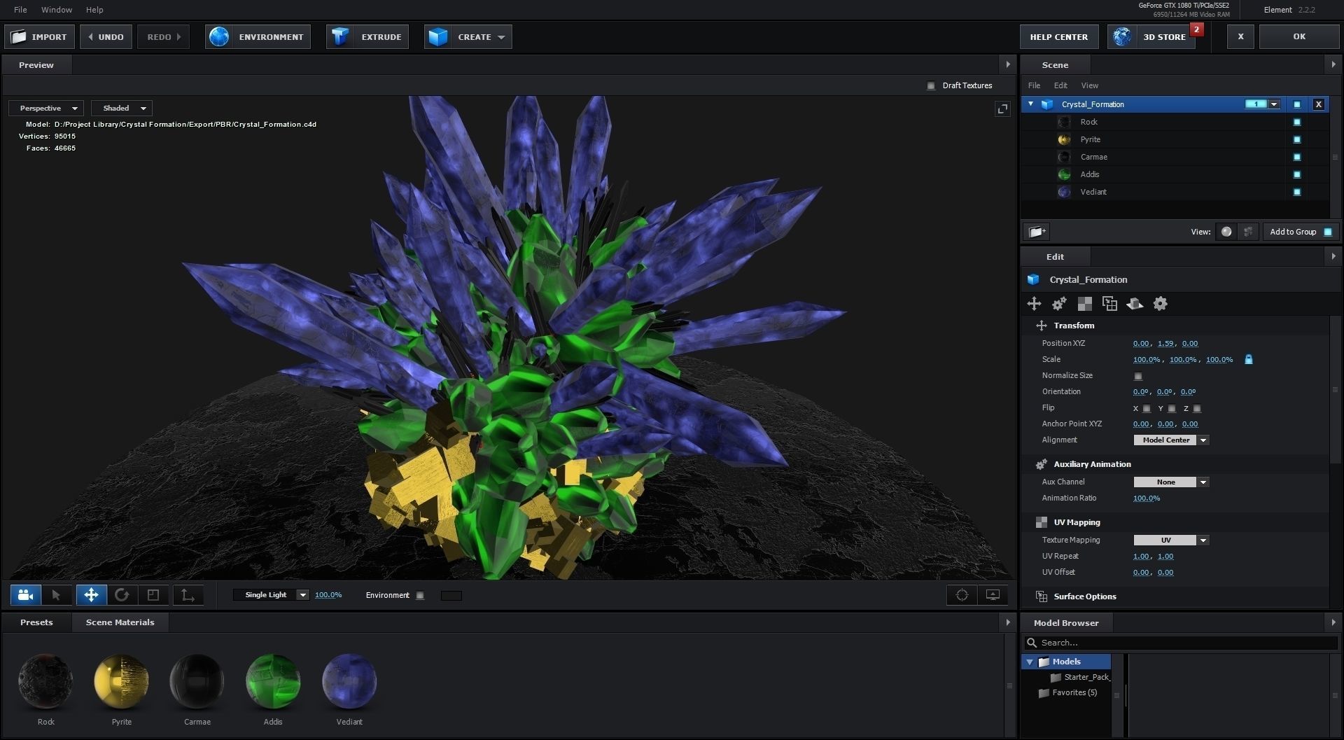 Crystal Formation Low-poly 3D model_19