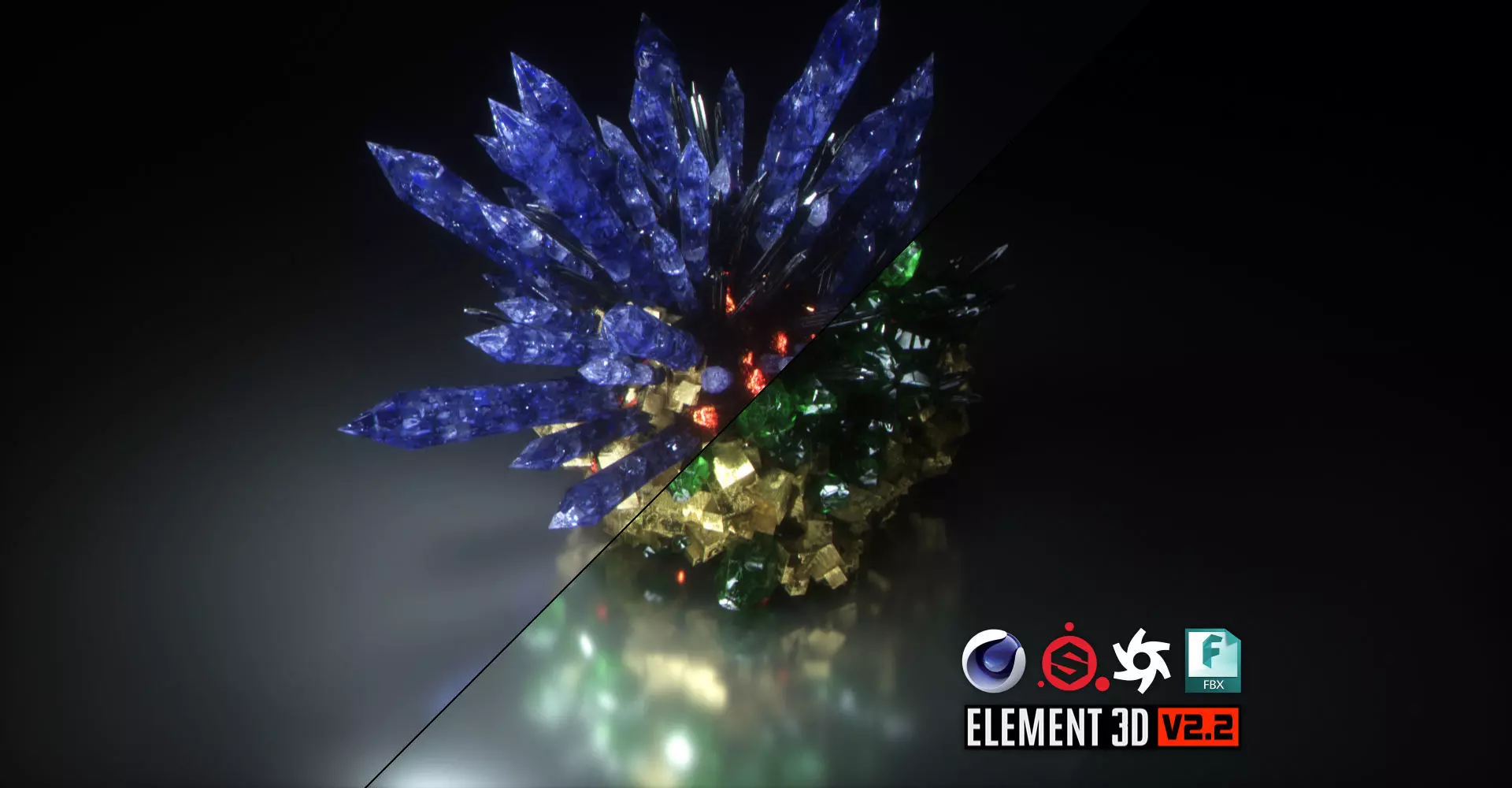 Crystal Formation Low-poly 3D model_0