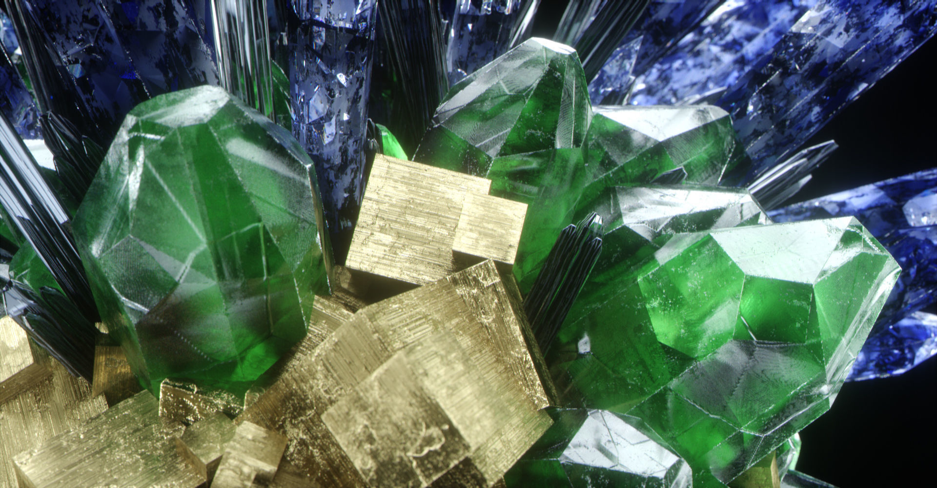 Crystal Formation Low-poly 3D model_8