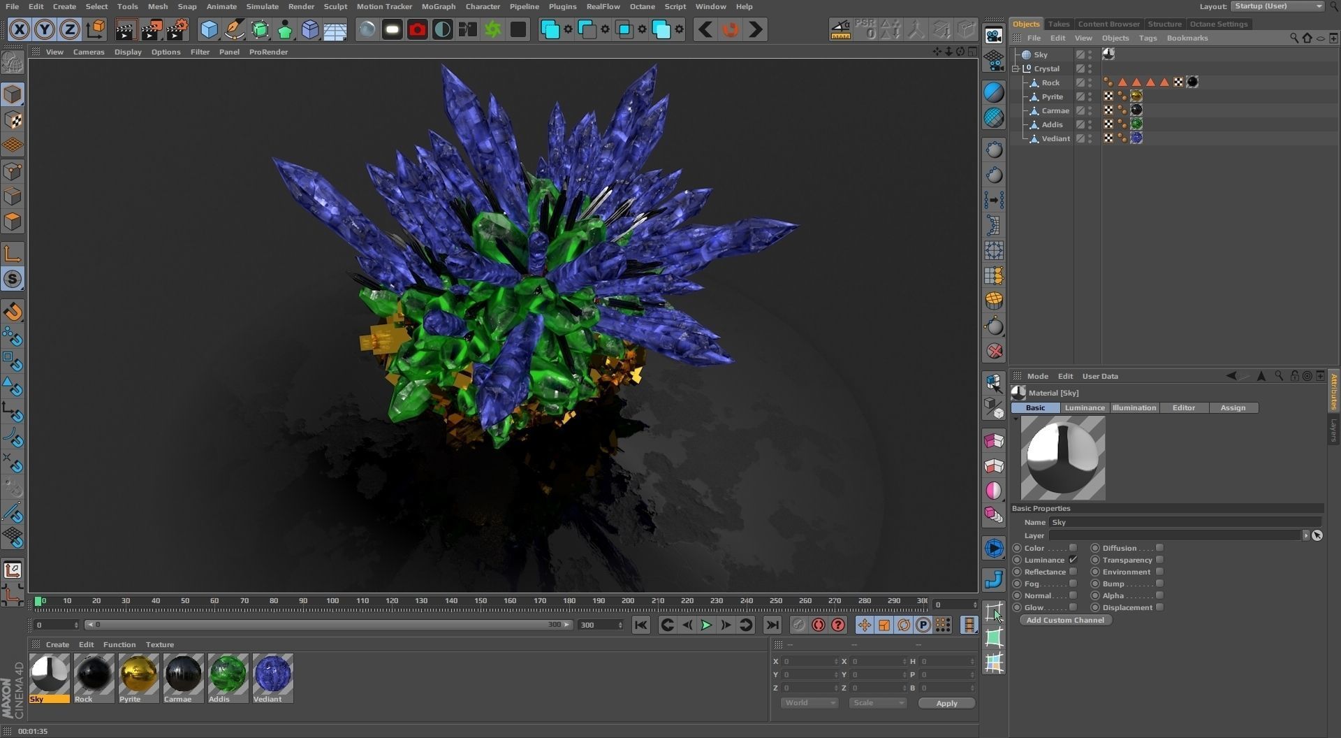 Crystal Formation Low-poly 3D model_18