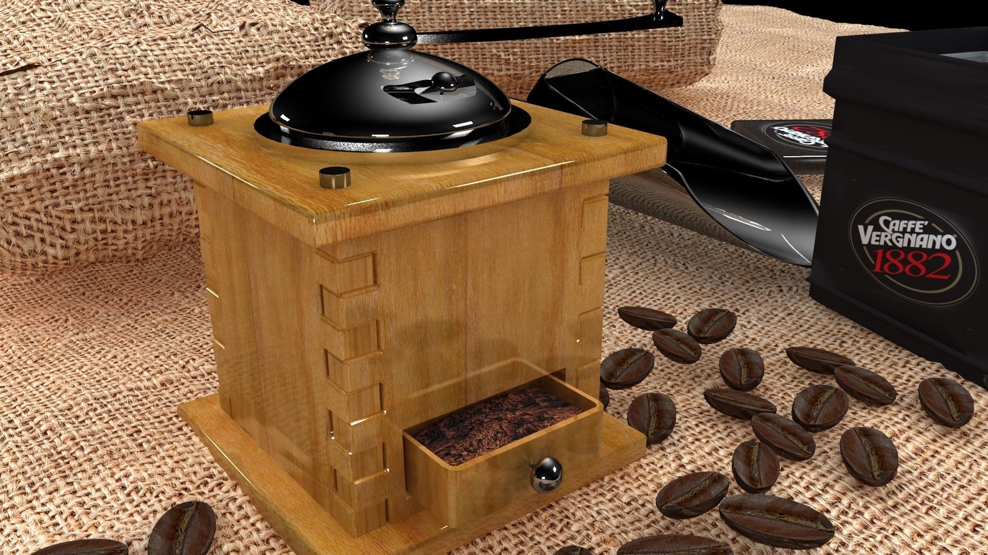 manual coffee grinder 3D model_2