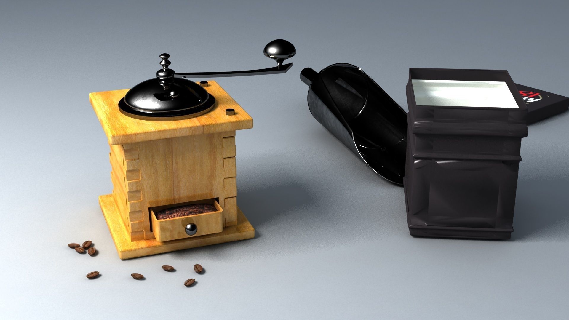 manual coffee grinder 3D model_1
