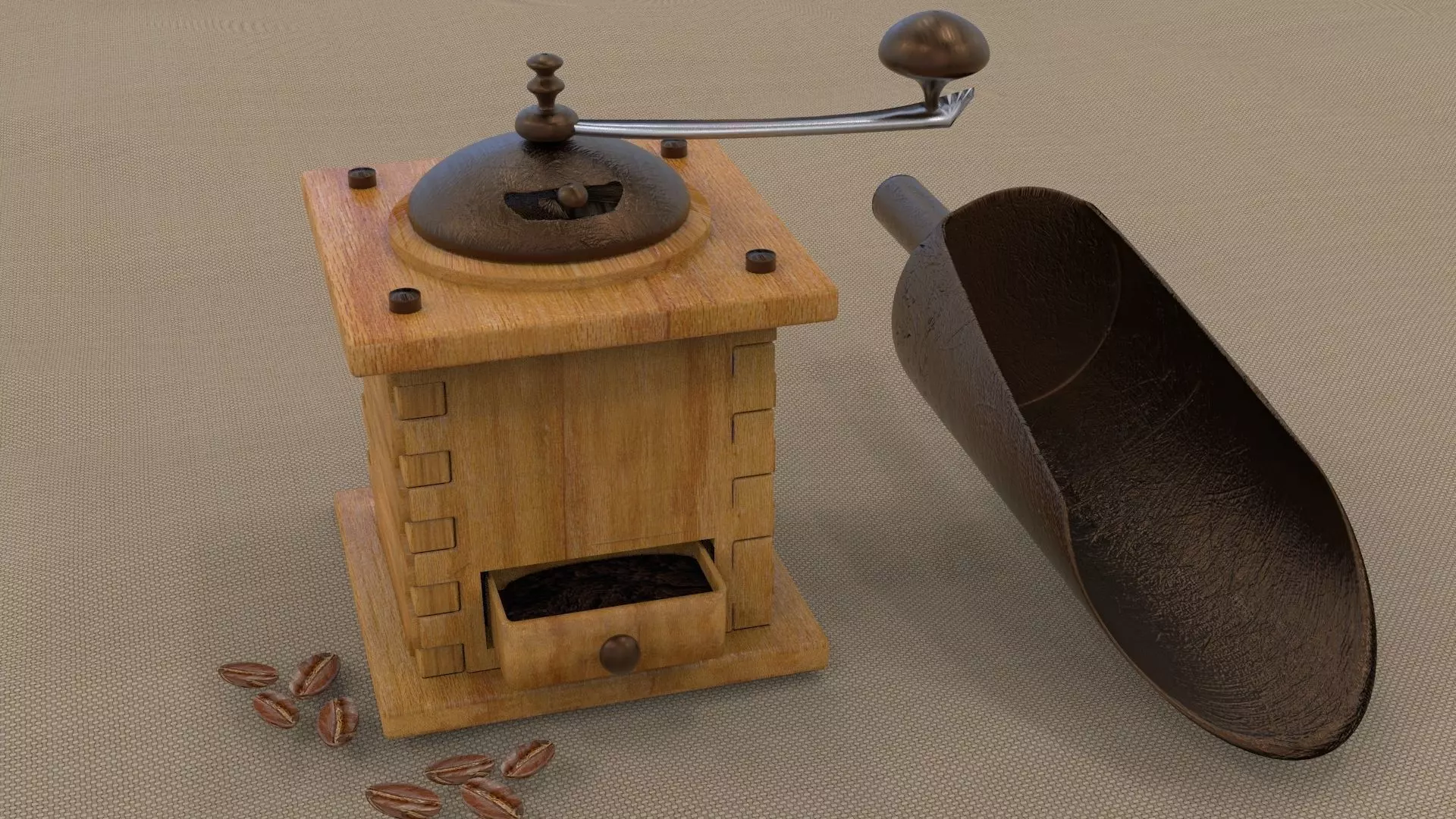 manual coffee grinder 3D model_0
