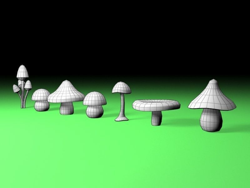 cartoon mushrooms Low-poly 3D model_8