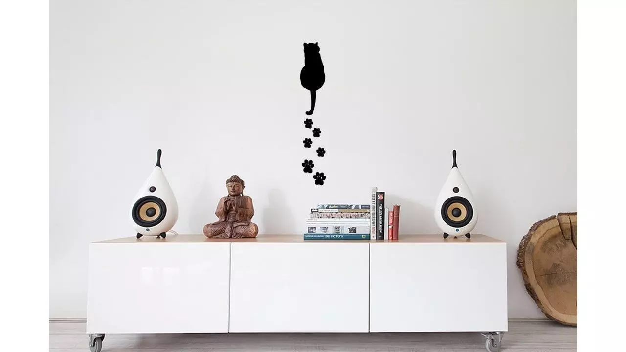 Walking cat wall decoration 3D print model_0